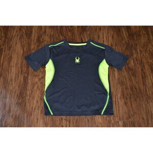 Boys Spyder Shirt Short Sleeved Black Neon Green Performance Tee Sz Youth Small